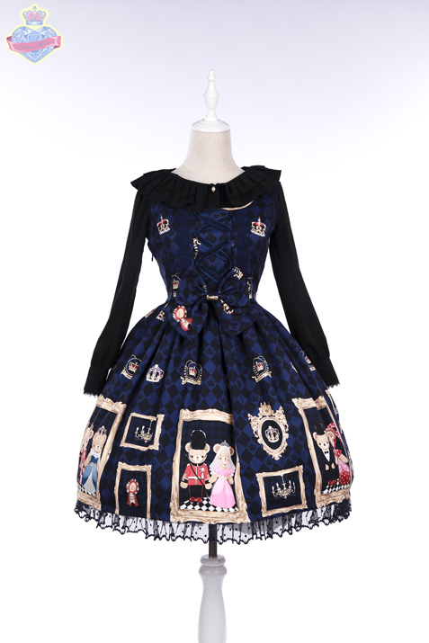 Royal Bear Cute Lolita Lace Draw Dress