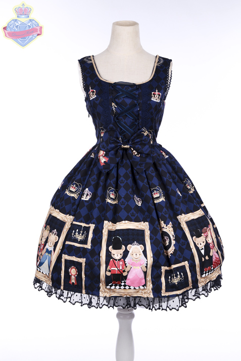 Royal Bear Cute Lolita Lace Draw Dress