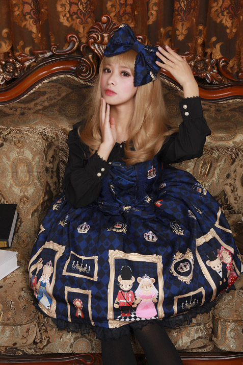 Royal Bear Cute Lolita Lace Draw Dress