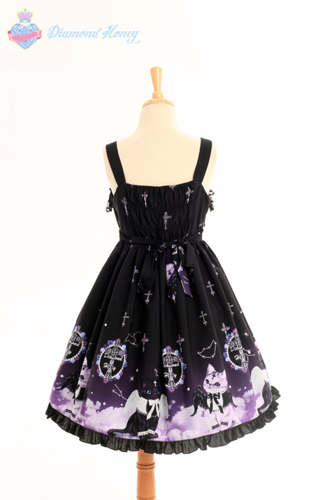 Angel Demon Meow Lolita Harajuku Cute Gradient Black Sweet Cat Sling Dress