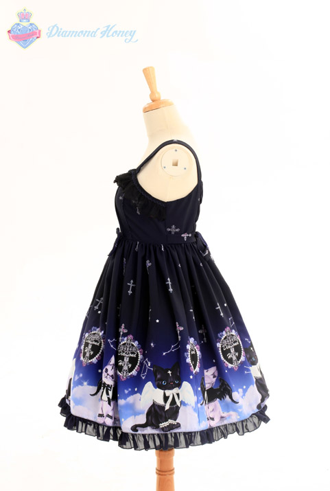 Angel Demon Meow Lolita Harajuku Cute Gradient Black Sweet Cat Sling Dress