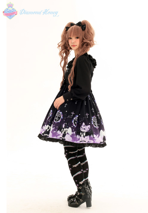 Angel Demon Meow Lolita Harajuku Cute Gradient Black Sweet Cat Sling Dress