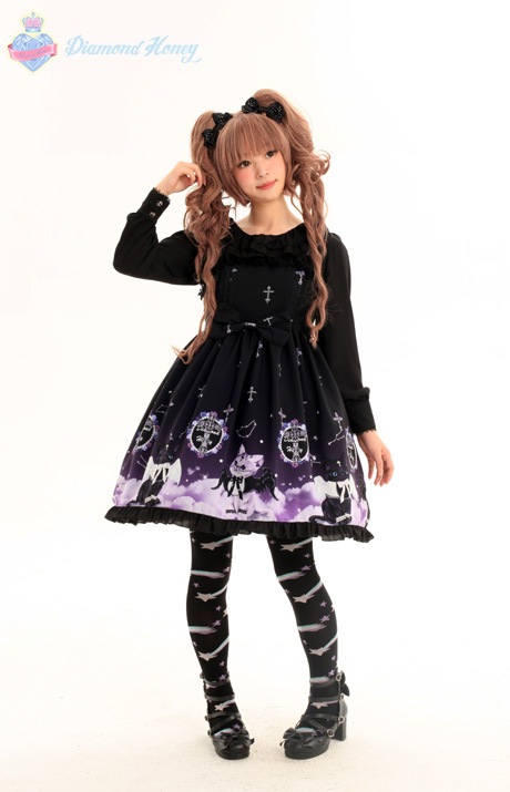 Angel Demon Meow Lolita Harajuku Cute Gradient Black Sweet Cat Sling Dress