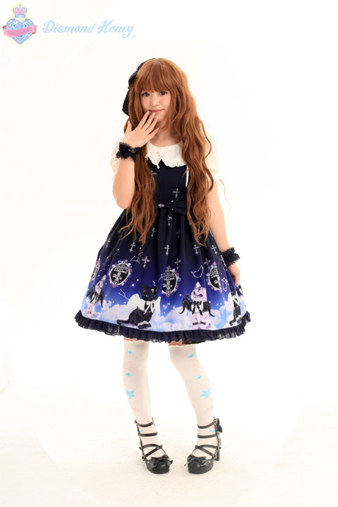 Angel Demon Meow Lolita Harajuku Cute Gradient Black Sweet Cat Sling Dress