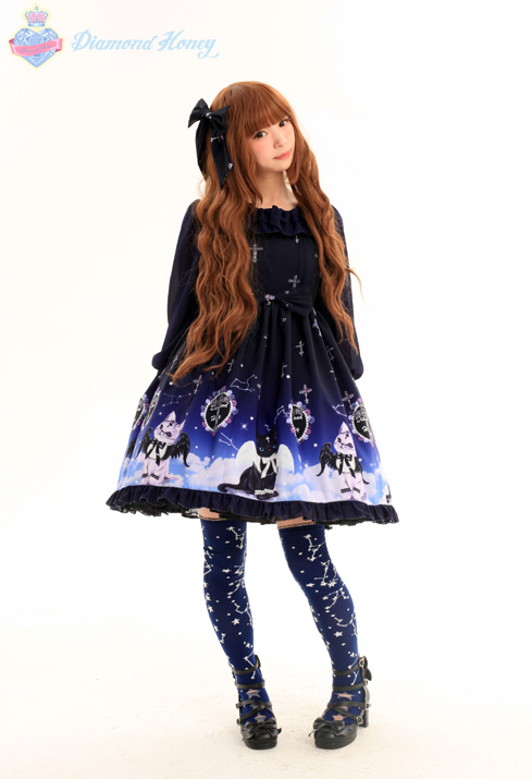 Angel Demon Meow Lolita Harajuku Cute Gradient Black Sweet Cat Sling Dress