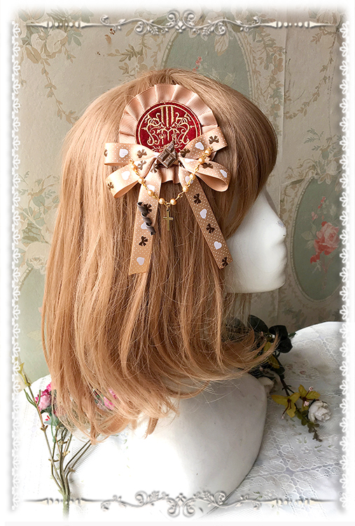 Cloth Embroidered Chocolate / Poker Resin Brooch Headdress