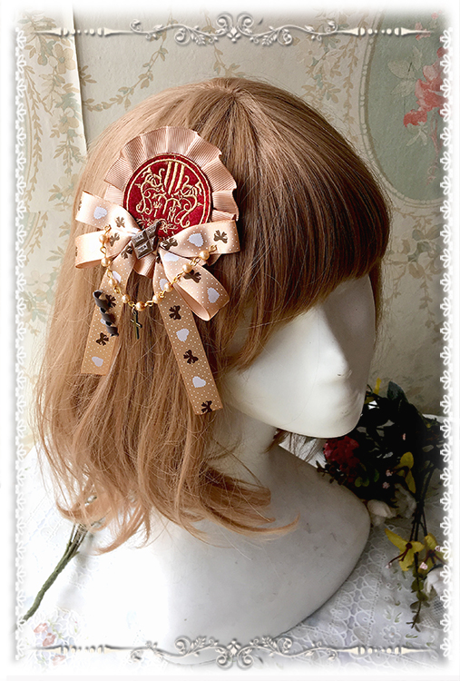 Cloth Embroidered Chocolate / Poker Resin Brooch Headdress