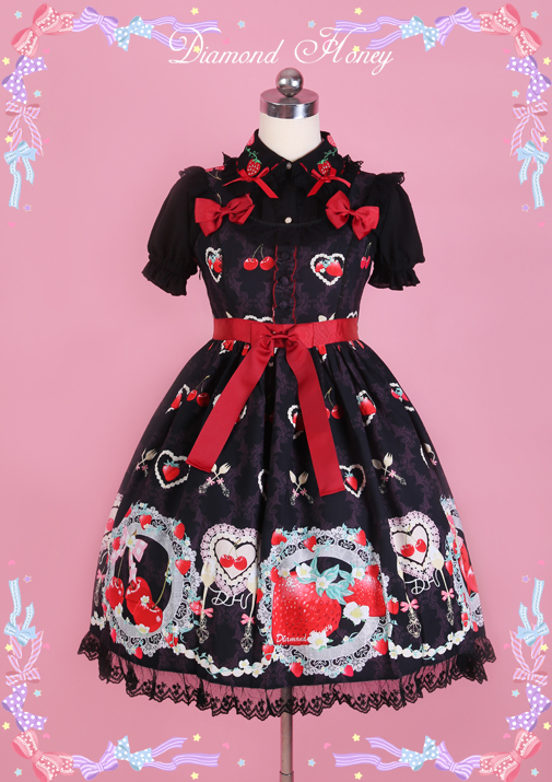 Diamond Honey - Sweet Cherry & Strawberry Lolita JSK Dress