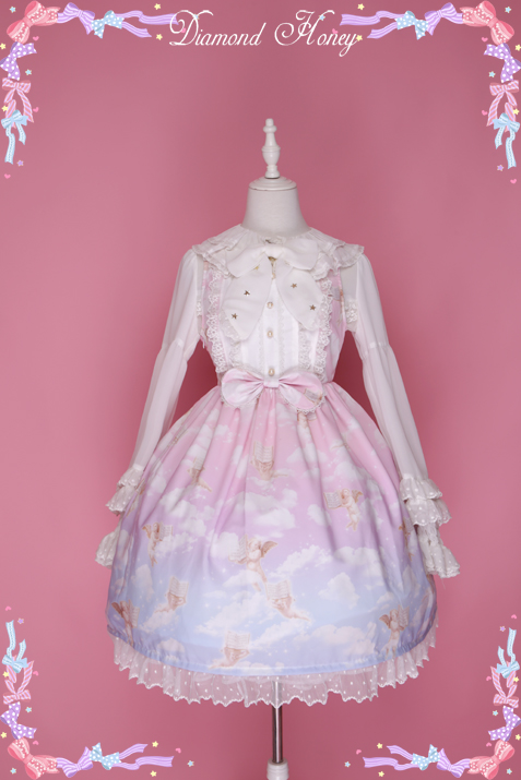 Diamond Honey - Fantasy Little Angel Lolita lovely gradient pink and white dress