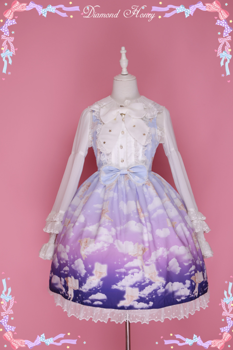 Diamond Honey - Fantasy Little Angel Lolita lovely gradient pink and white dress