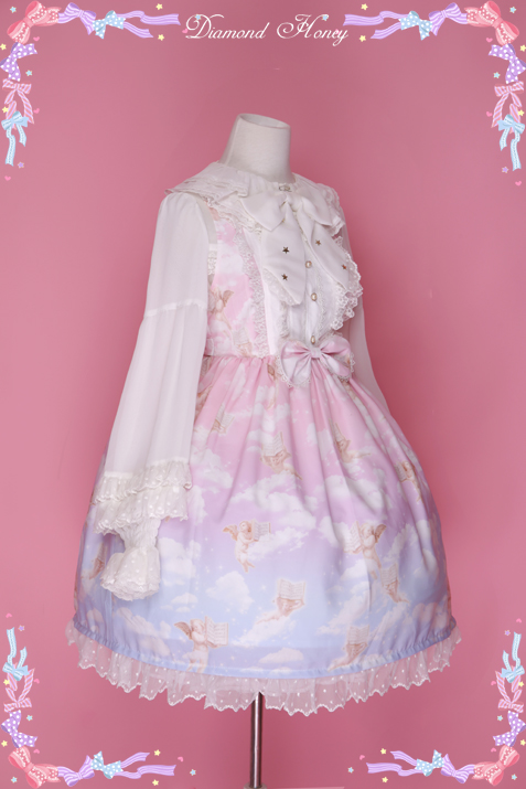 Diamond Honey - Fantasy Little Angel Lolita lovely gradient pink and white dress