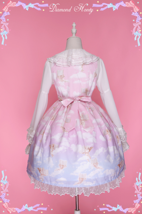 Diamond Honey - Fantasy Little Angel Lolita lovely gradient pink and white dress