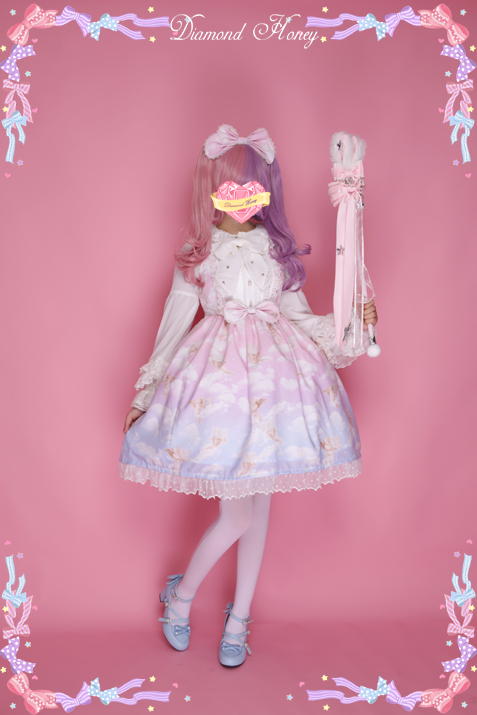 Diamond Honey - Fantasy Little Angel Lolita lovely gradient pink and white dress