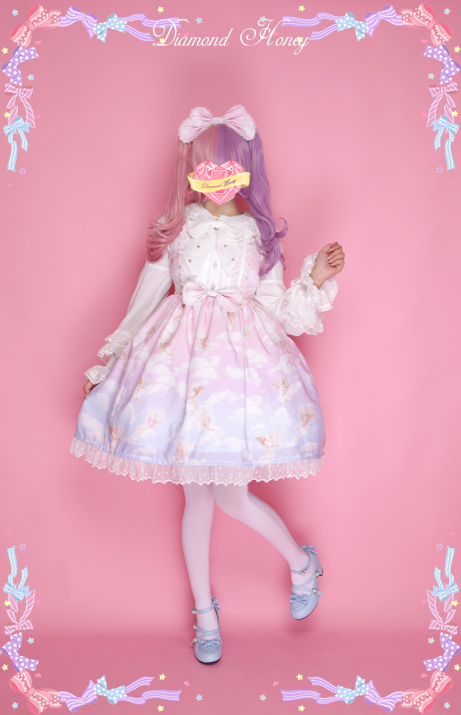 Diamond Honey - Fantasy Little Angel Lolita lovely gradient pink and white dress