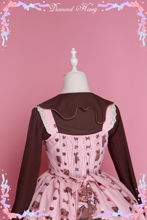 Diamond Honey - Chocolate Bear Cute Sweet Bow Lace Dress