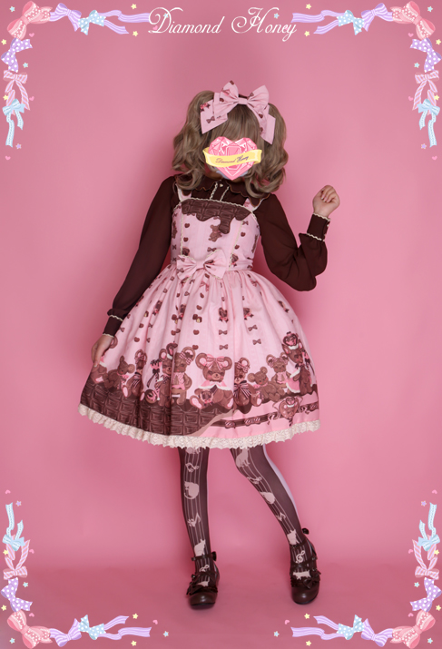 Diamond Honey - Chocolate Bear Cute Sweet Bow Lace Dress