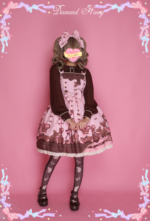 Diamond Honey - Chocolate Bear Cute Sweet Bow Lace Dress