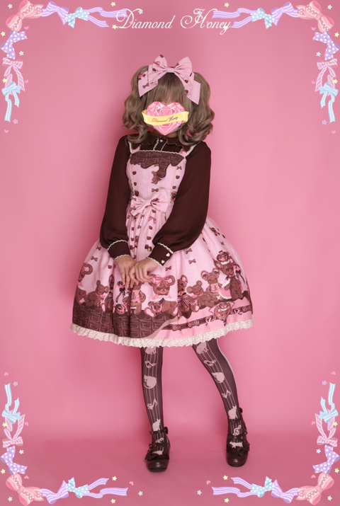 Diamond Honey - Chocolate Bear Cute Sweet Bow Lace Dress