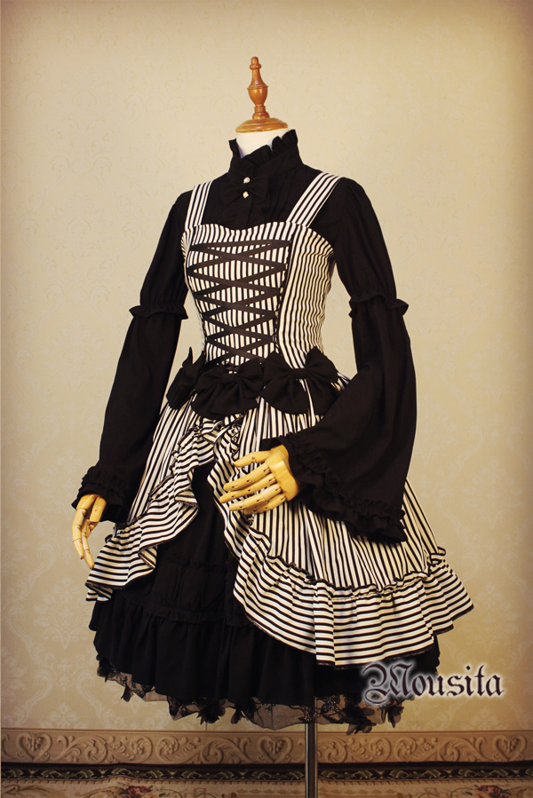 Mousita -Gothic Stripe Lolita JSK Dress (Custom Sizing Available)