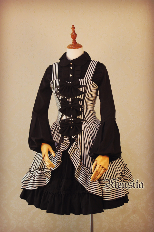 Mousita -Gothic Stripe Lolita JSK Dress (Custom Sizing Available)