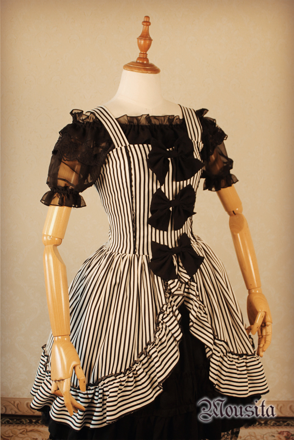 Mousita -Gothic Stripe Lolita JSK Dress (Custom Sizing Available)