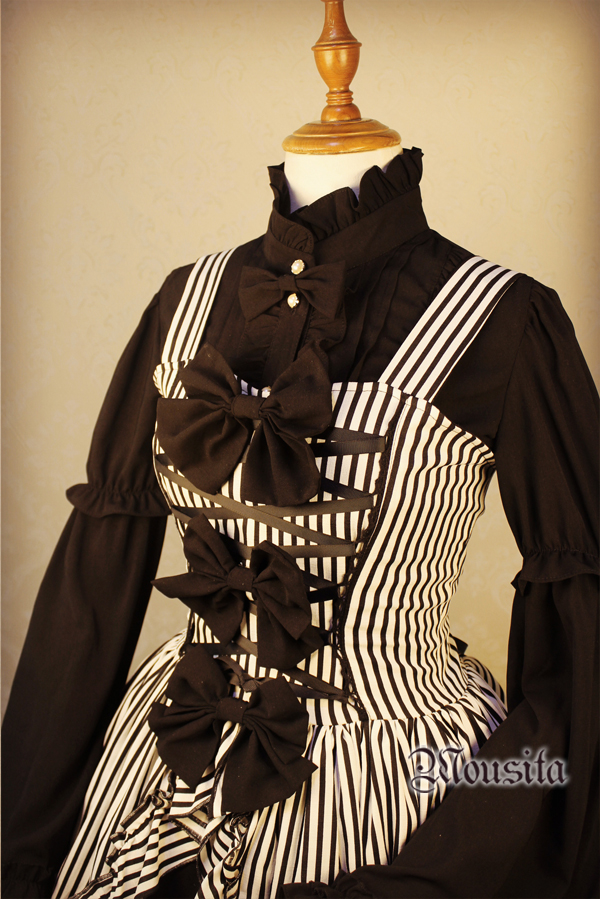 Mousita -Gothic Stripe Lolita JSK Dress (Custom Sizing Available)