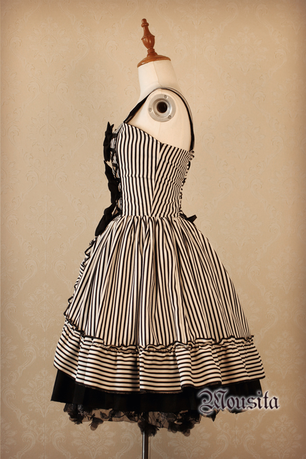 Mousita -Gothic Stripe Lolita JSK Dress (Custom Sizing Available)