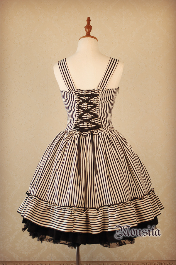 Mousita -Gothic Stripe Lolita JSK Dress (Custom Sizing Available)