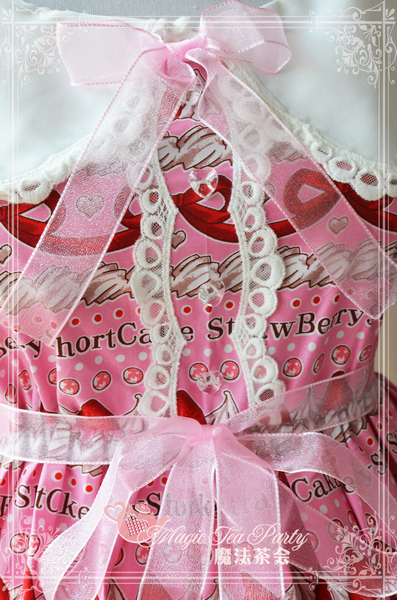 Magic Tea Party - Strawberry Printed Lolita High Waist OP Dess
