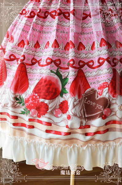 Magic Tea Party - Strawberry Printed Lolita High Waist OP Dess