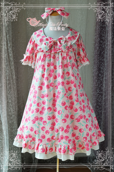 Magic Tea Party - Babydoll Style Cherry Printed Lolita OP Dress