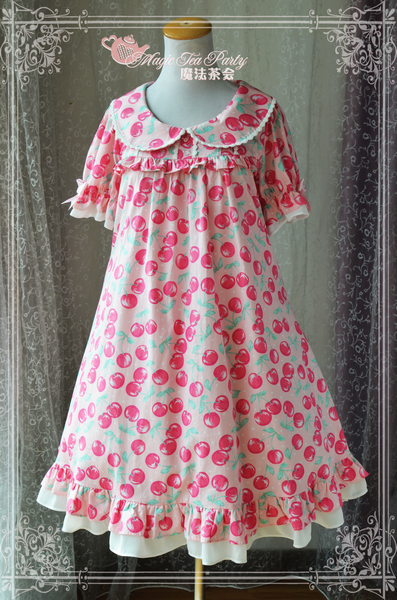 Magic Tea Party - Babydoll Style Cherry Printed Lolita OP Dress