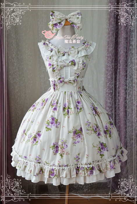 Magic Tea Party - Purple Flowers Printed Lolita JSK Dress