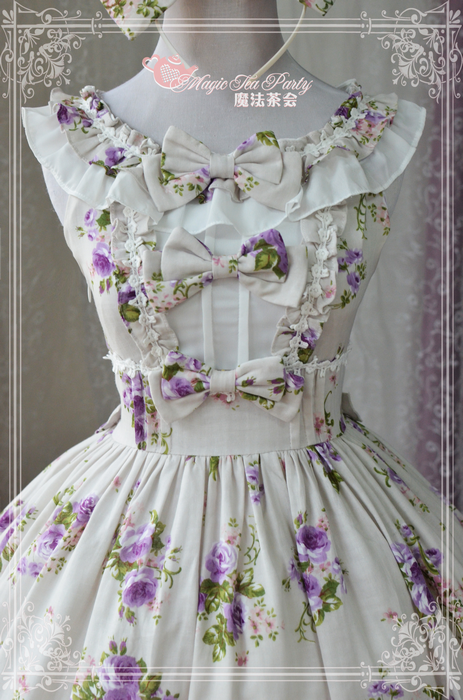 Magic Tea Party - Purple Flowers Printed Lolita JSK Dress