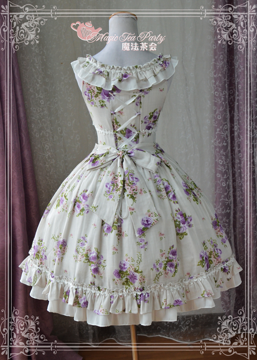 Magic Tea Party - Purple Flowers Printed Lolita JSK Dress