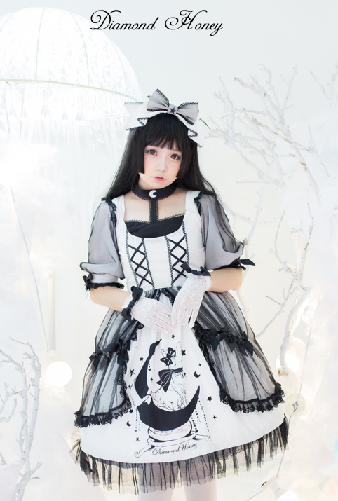 Star&Moon Cats- Sweet Lolita Princess OP Dress