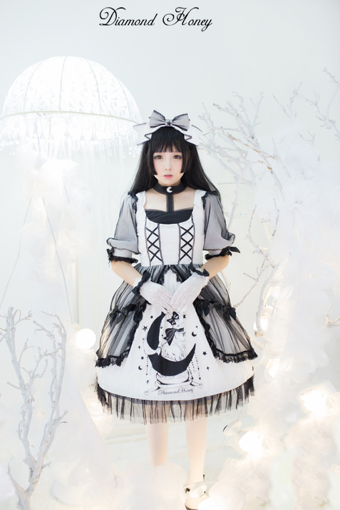 Star&Moon Cats- Sweet Lolita Princess OP Dress