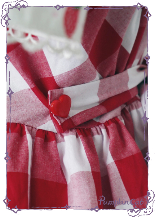 Pumpkin Cat Sweet Red White Gingham Lolita OP Dress