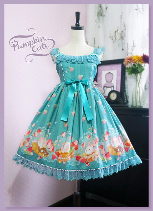 Pumpkin Cat -Spun Sugar Rabbit- High Waist Lolita Jumper Dress