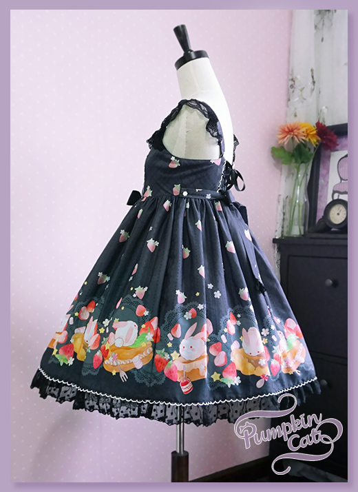 Pumpkin Cat -Spun Sugar Rabbit- High Waist Lolita Jumper Dress