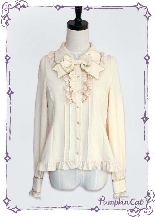 Pumpkin Cat Sweet Chiffon Long Sleeves Lolita Blouse