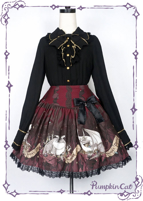 Pumpkin Cat -Dragon\'s Treasure- Lolita Skirt