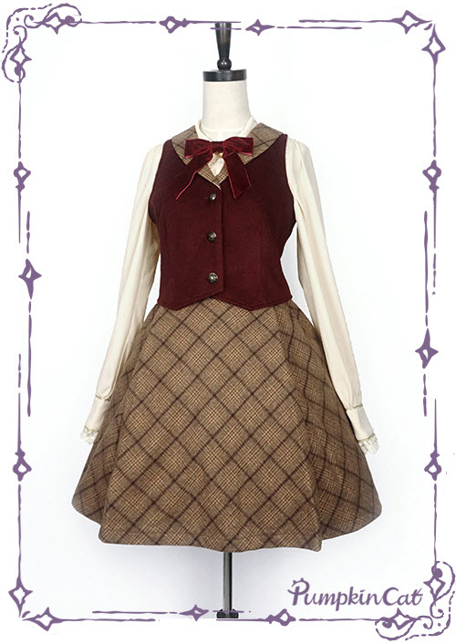 Pumpkin Cat -The Detective Academy- Lolita Vest and Skirt Set