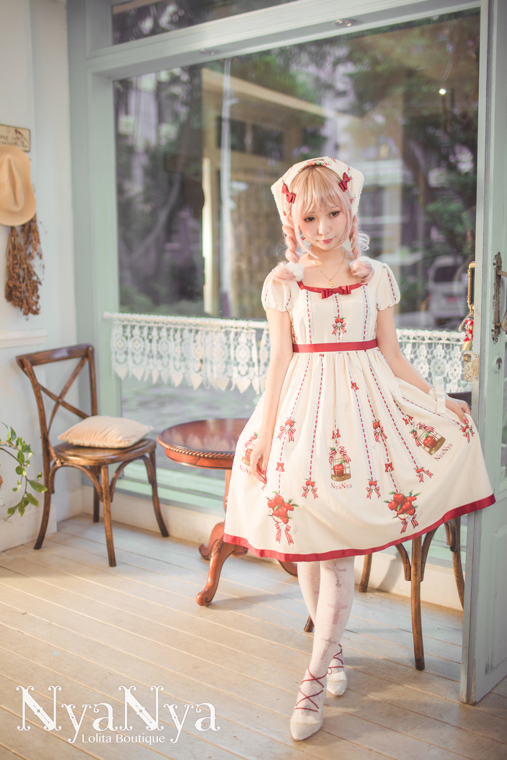 NyaNya - White Feather Ringo - Small High Waist Dress OP