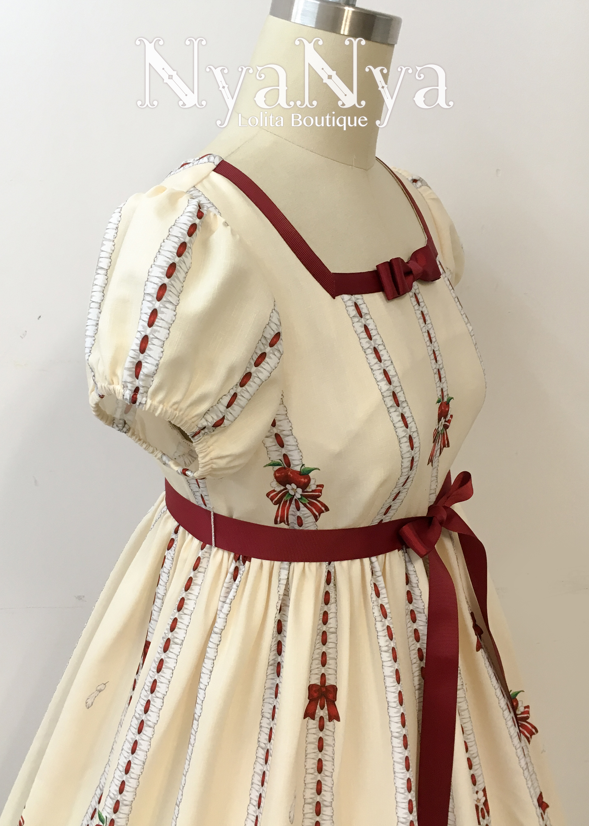 NyaNya - White Feather Ringo - Small High Waist Dress OP