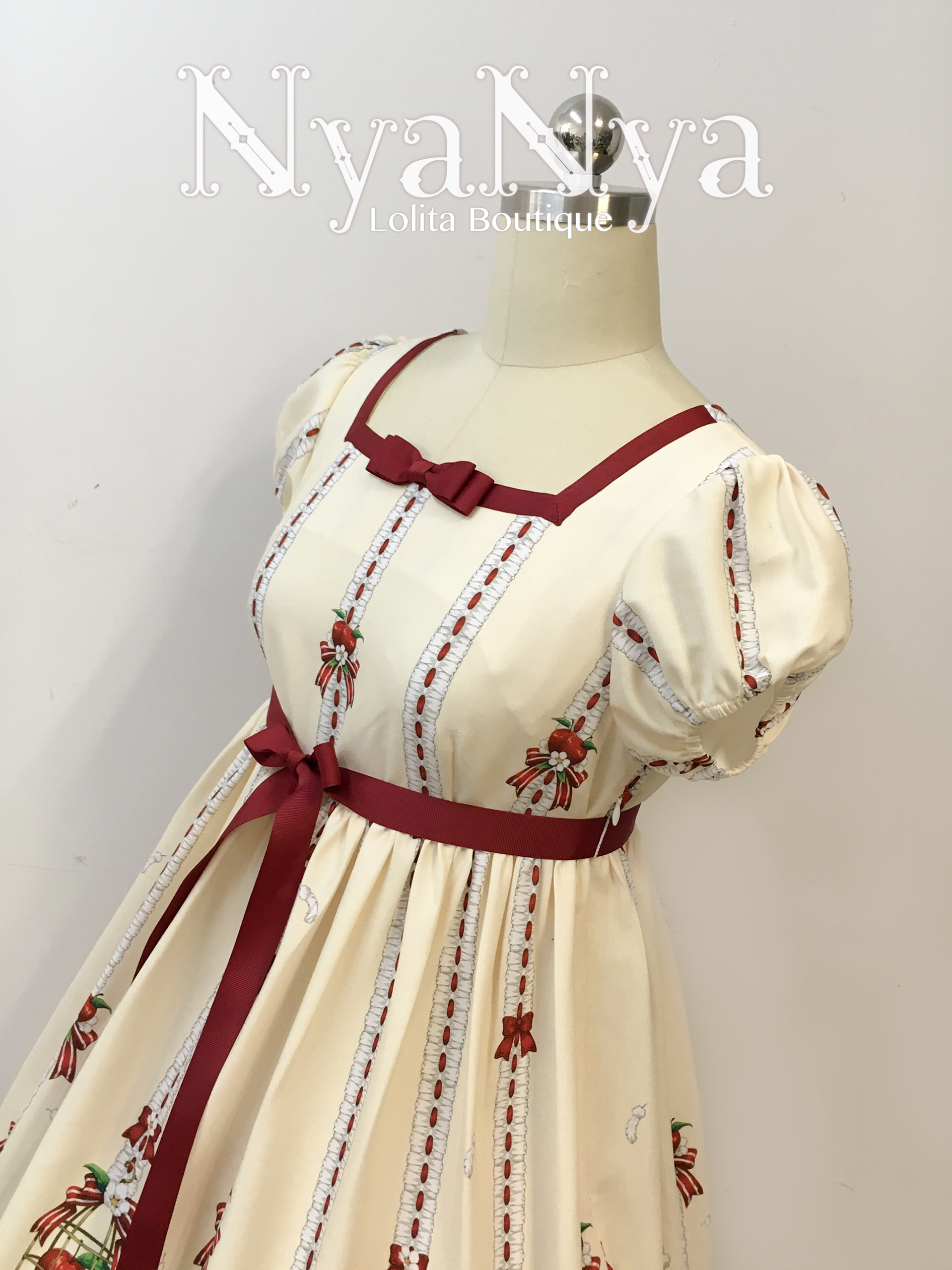 NyaNya - White Feather Ringo - Small High Waist Dress OP