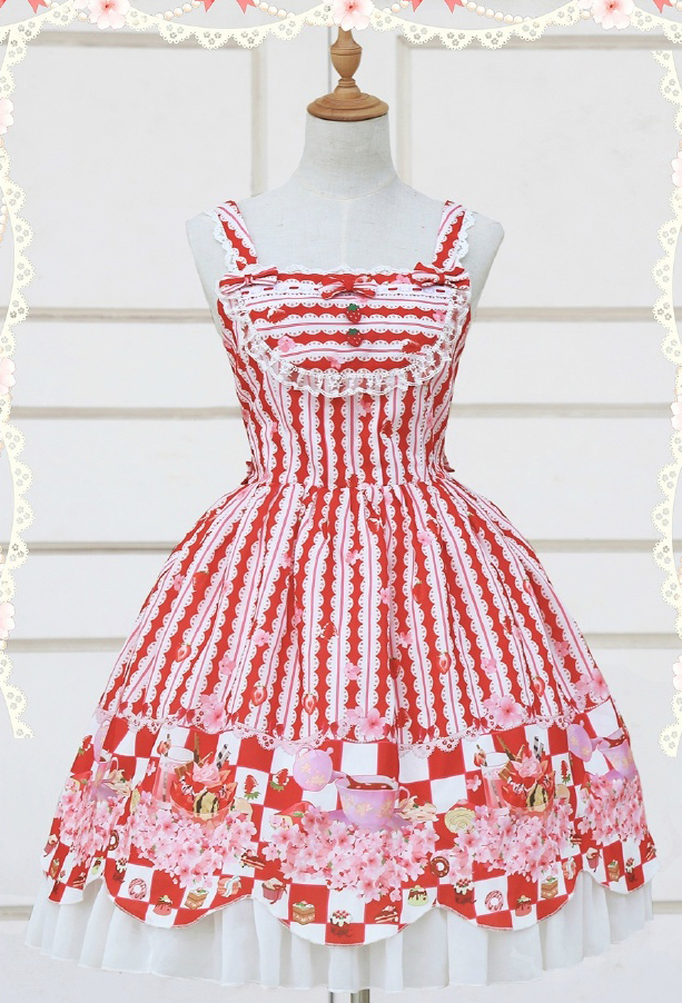 Cute lace strawberry cherry jsk dress