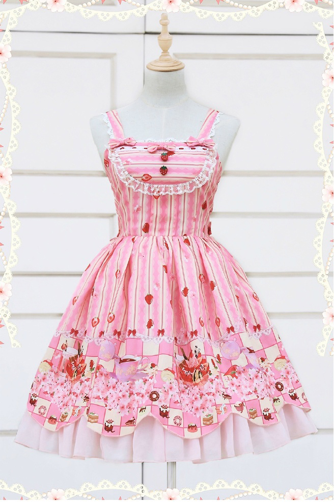 Cute lace strawberry cherry jsk dress