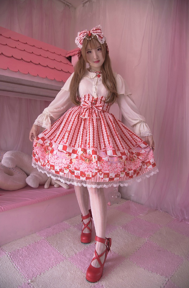 Cheap Cute lace strawberry cherry SK dress Sale At Lolita Dresses