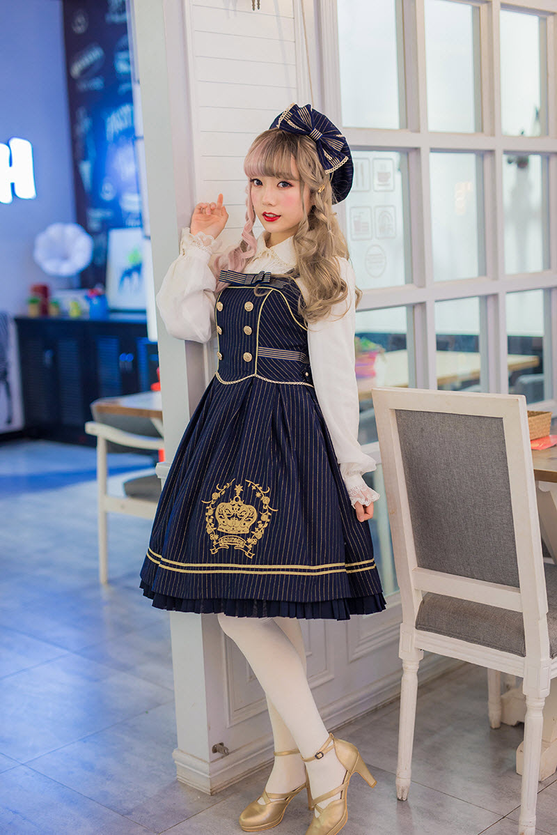 Equinox Lolita Studio -Rose Crown- Embroidery Lolita Jumper Dress